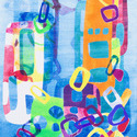 Building Blocks 10, Image 11x16 on 19x23 1/2 paper, , Oil Monoprint with Stencil